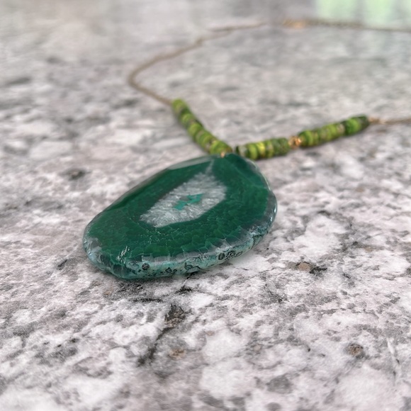 PANACEA Long Stone Pendant Necklace, Green - Picture 5 of 13